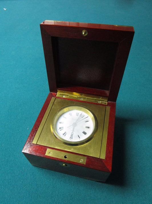 TIFFANY TRAVEL CLOCK MAHOGANY WOODEN CASE