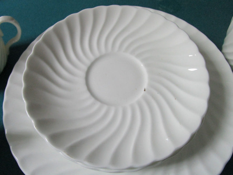 Aynsley England Portland White Ribbed China 3 Cups,Saucers,Plates 9 Pcs