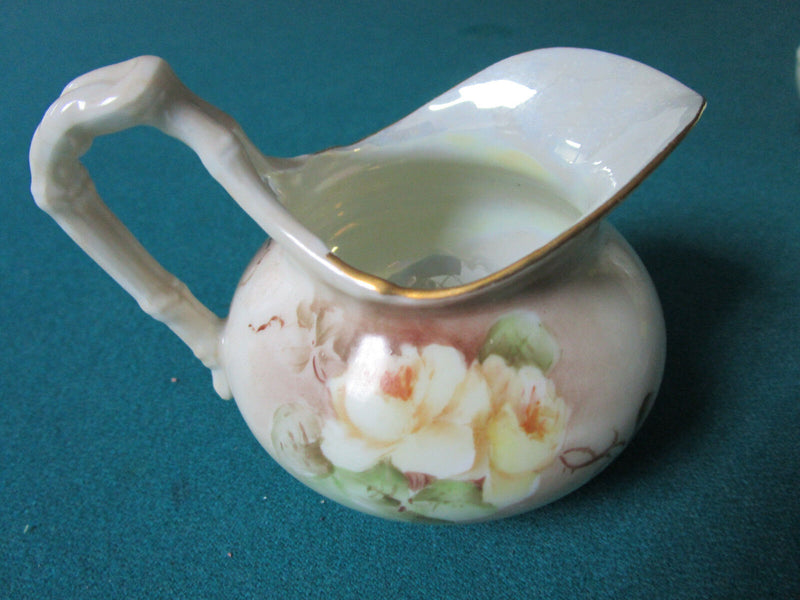 JEAN POUYAT FRANCE CREAMER AND COVERED SUGAR WHITE ROSES SEPIA COLORS [83c]