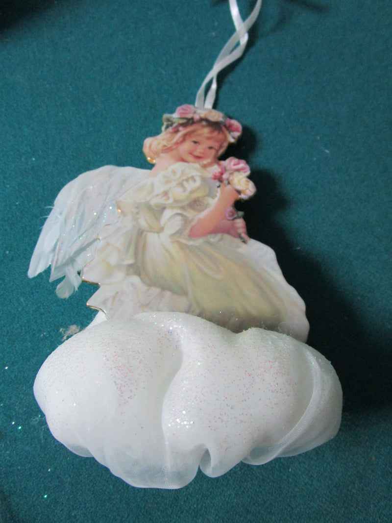 Heaven Sent Ornaments 3 Angels In Clouds By Sandra Kuck. The Bradford Editions^^