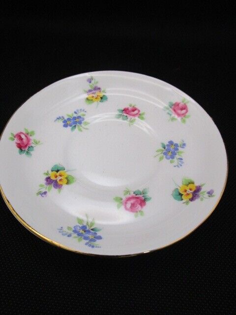 CROWN STAFFORDSHIRE ENGLAND FLAT DEMITASSE COFFEE FLORAL BOUQUET SET PICK 1