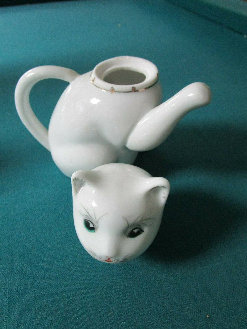 Kitty Chinese Creamer 1 Cup Teapot Koi Fish Spout 5" Lucky Kitty Fig Pick 1 40c