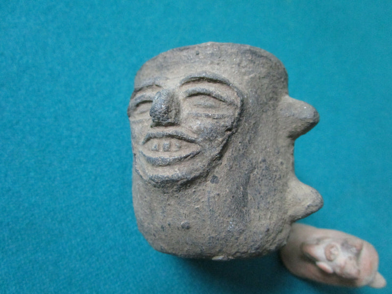 Mexican Southwestern Pottery Pieces Cup And Bird Figurine 2 1/2" /2" [170B]