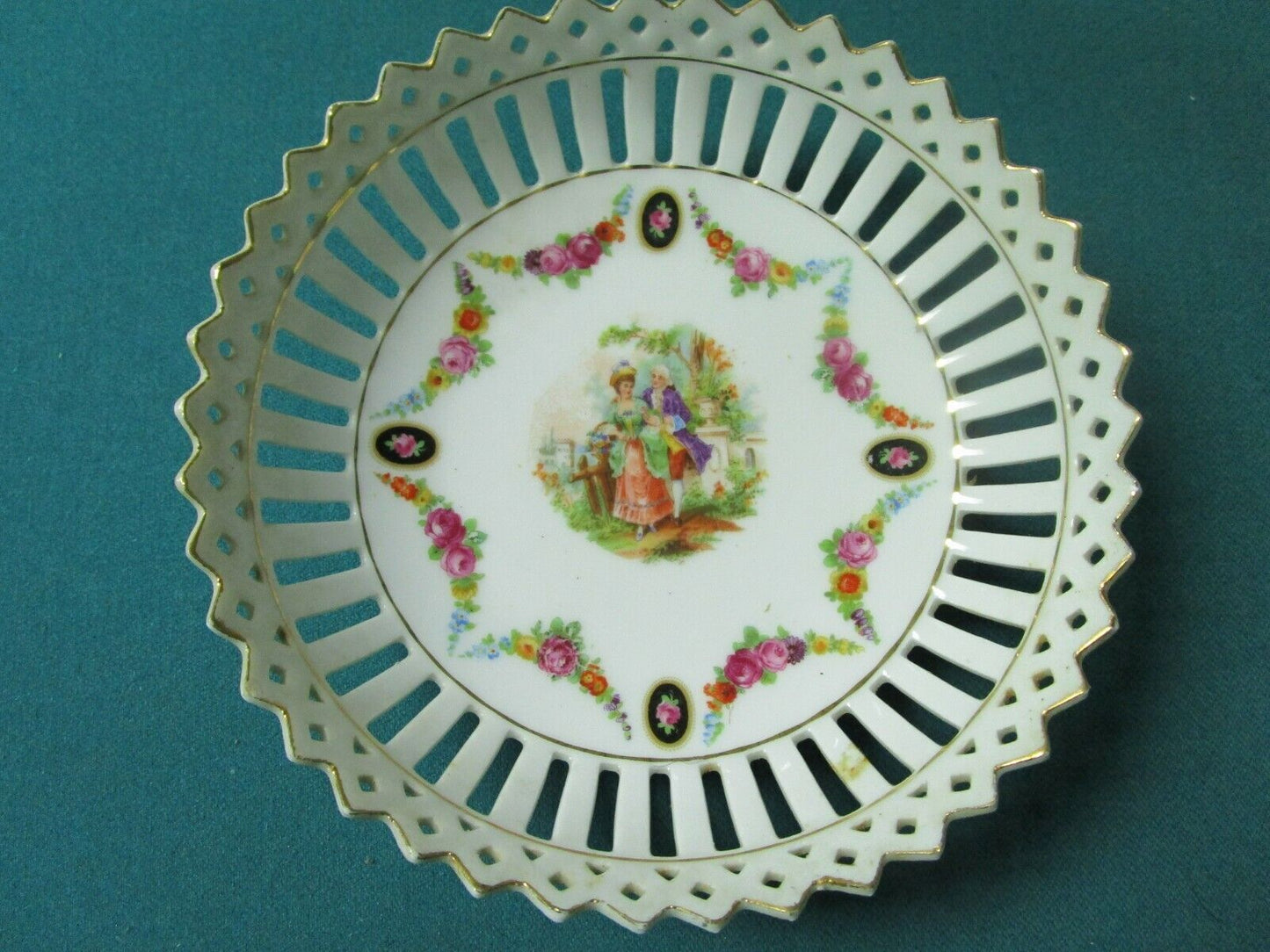 Vintage Schumann Germany RELISH TRAY round bowl LACED GARLANDS pick 1