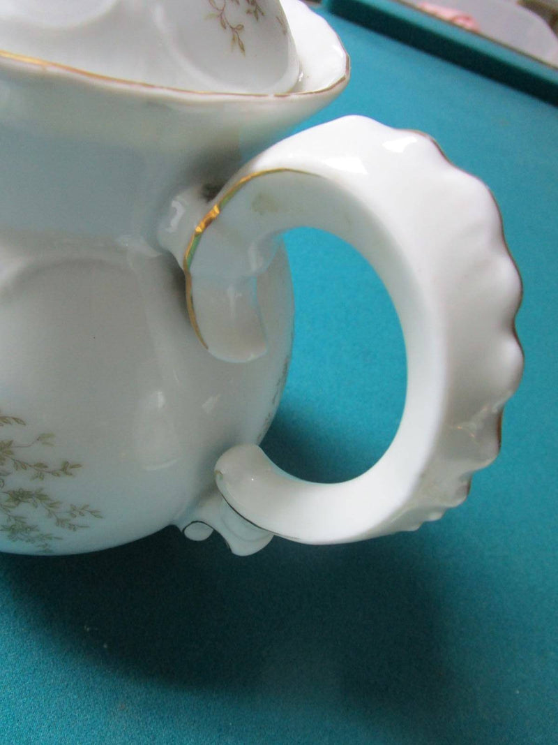 CARLSBAD AUSTRIA ANTIQUE TEAPOT TRAY AND CREAMER 3 PCS 1800s original