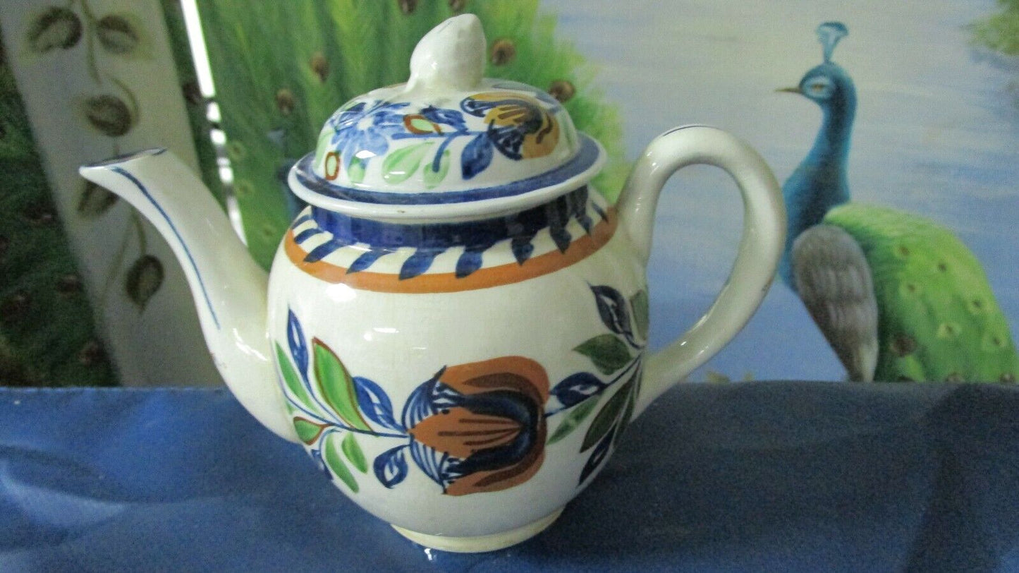 ANTIQUE ADAMS HANDPAINTED ONE CUP TEAPOT 5 1/4 X 6" [70]