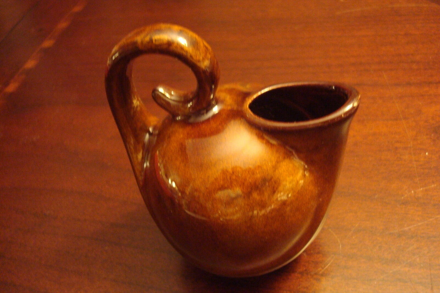 Vintage oil Jar 'Split Rock" brown , 4 1/2" tall[5]