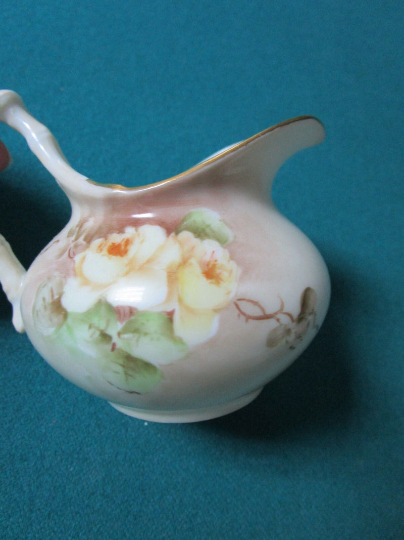 JEAN POUYAT FRANCE CREAMER AND COVERED SUGAR WHITE ROSES SEPIA COLORS [83c]