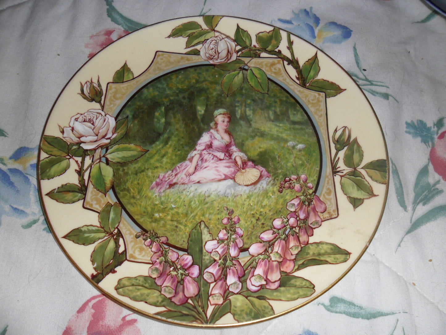 Victorian Transfer Plate lady in pink, probably from England [DL 11]