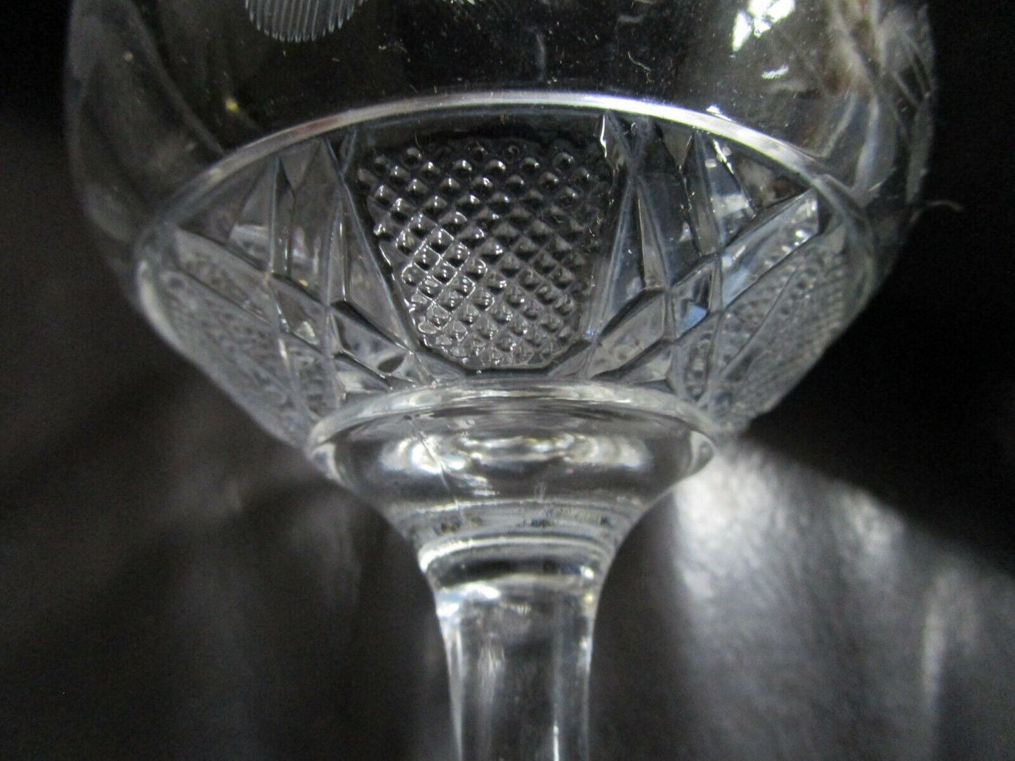 Vintage Wheat Floral Etched Glass Dessert 5 Goblet Anchon Hocking