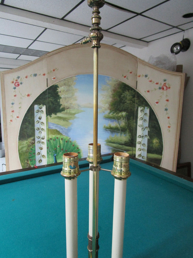 Mid Century Brass Table Lamp Electrical 31" Tall Three Lights Original