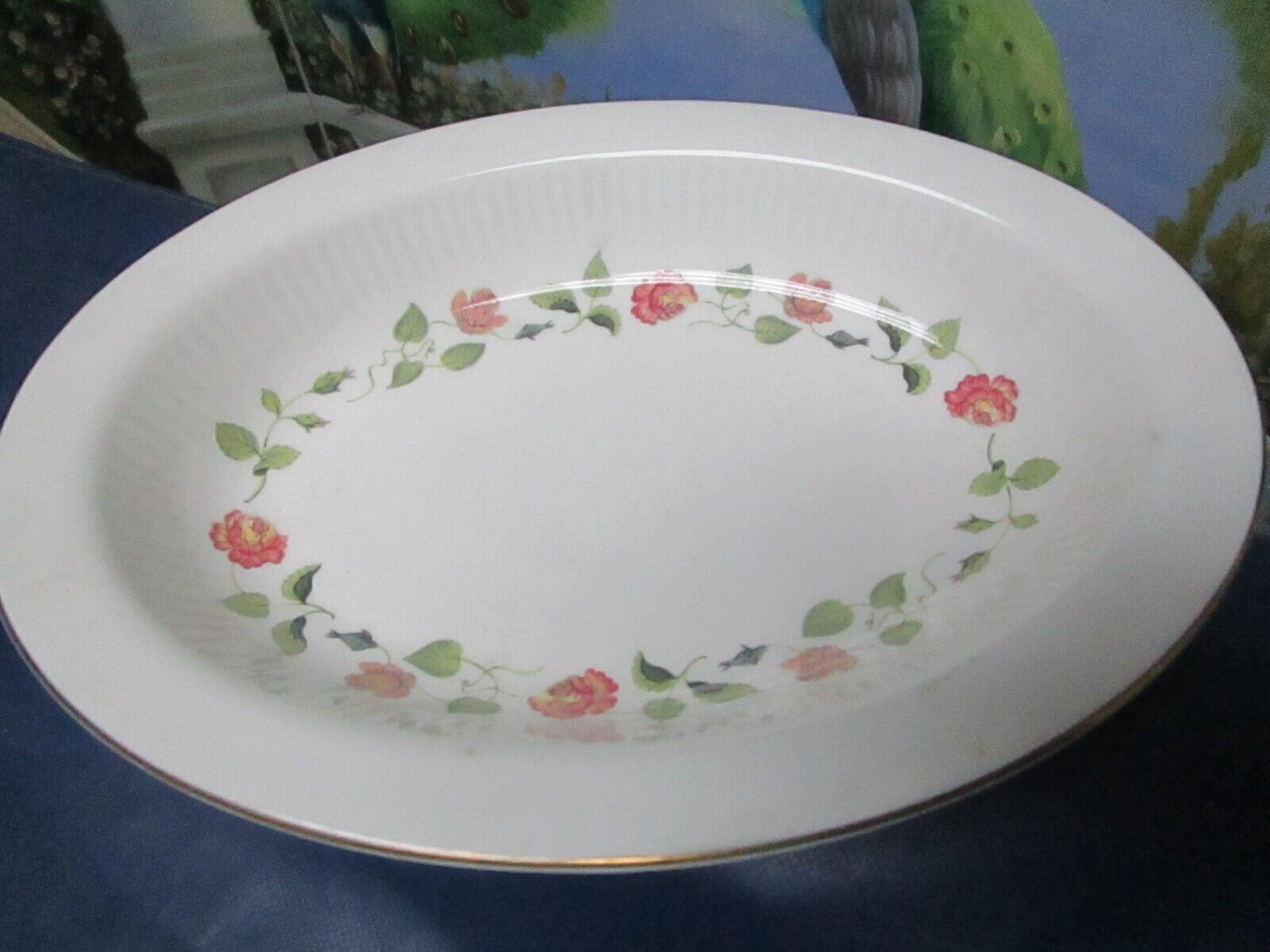 Wedgwood India Rose pattern oval bowl 10 x 7 1/2"