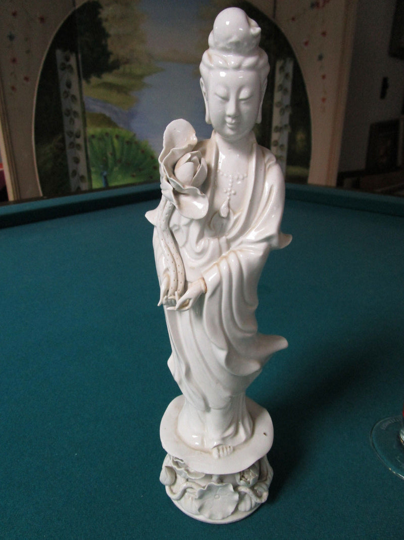 ANTIQUE CHINESE BLANC DE-CHINA SCULPTURE FIGURINE 12" [*3]