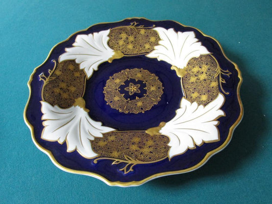 WEIMAR ERNST LEITNER WIESAU PORZELLAN COBALT/GOLD PLATTER 12.5 IN