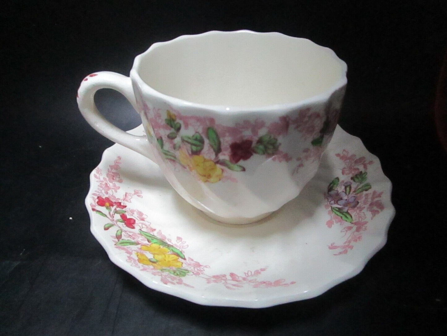 COPELAND SPODE ENGLAND RED TRANSFERWARE "FAIRY DELL" CUP SAUCER