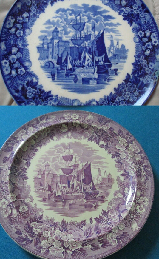 Wedgwood 1920s Ferrara Italy ship platter 12 1/4" BLUE AND PURPLE WARE PICK1 ^^