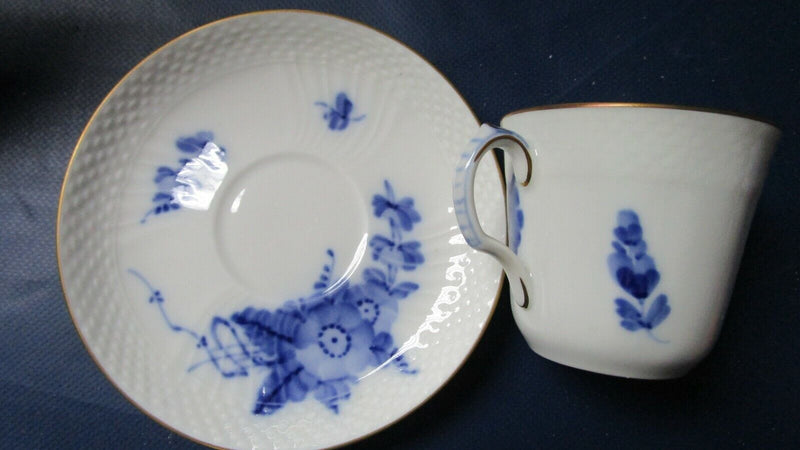 Royal Copenhagen Molded Golden Rim Blue Flowers Coffee Cups Saucers Pick1 [83E]