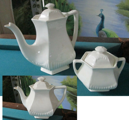 Empress Adams And Sons Ironstone Antique Coffee Pot Covered Sugar Pick1^^