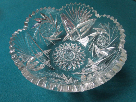 AMERICAN BRILLIANT  ROUND BOWL CRYSTAL CUT 4X9" [*GL1]