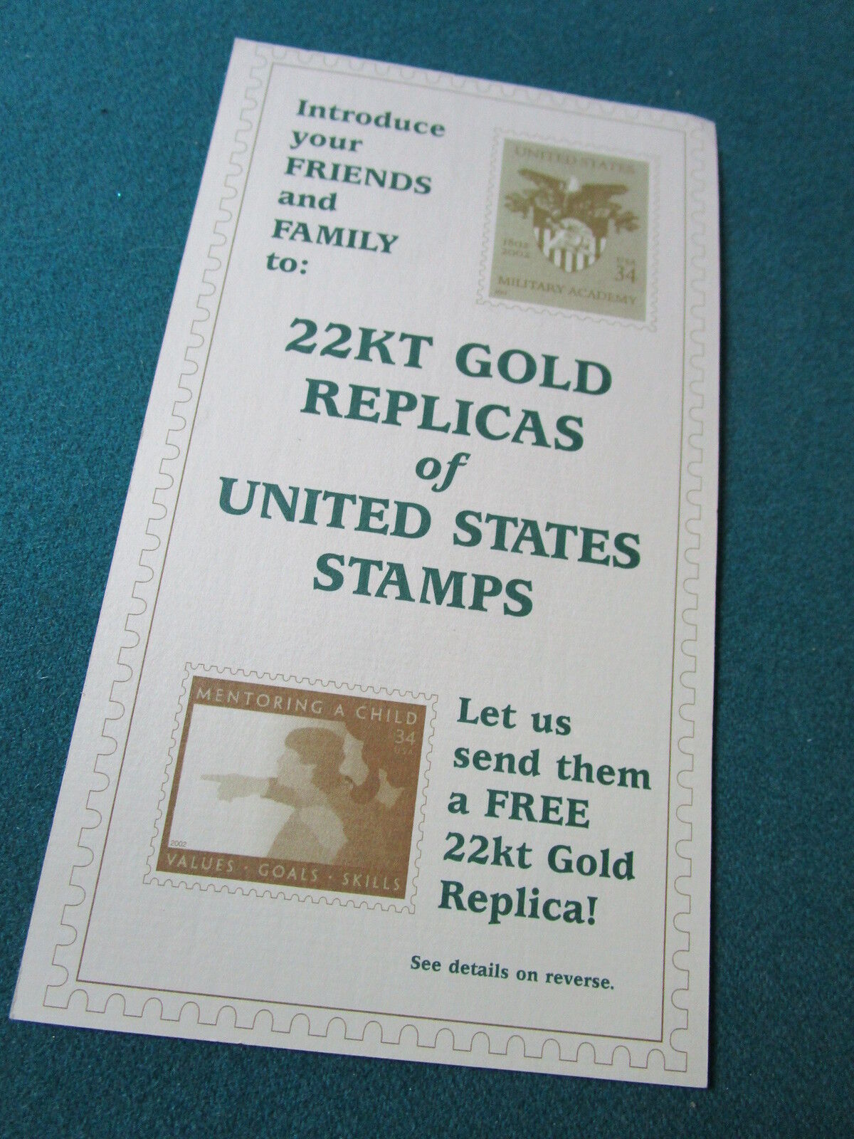 22K gold 7 replicas of United States of America Stamps first issue, new[a*7]