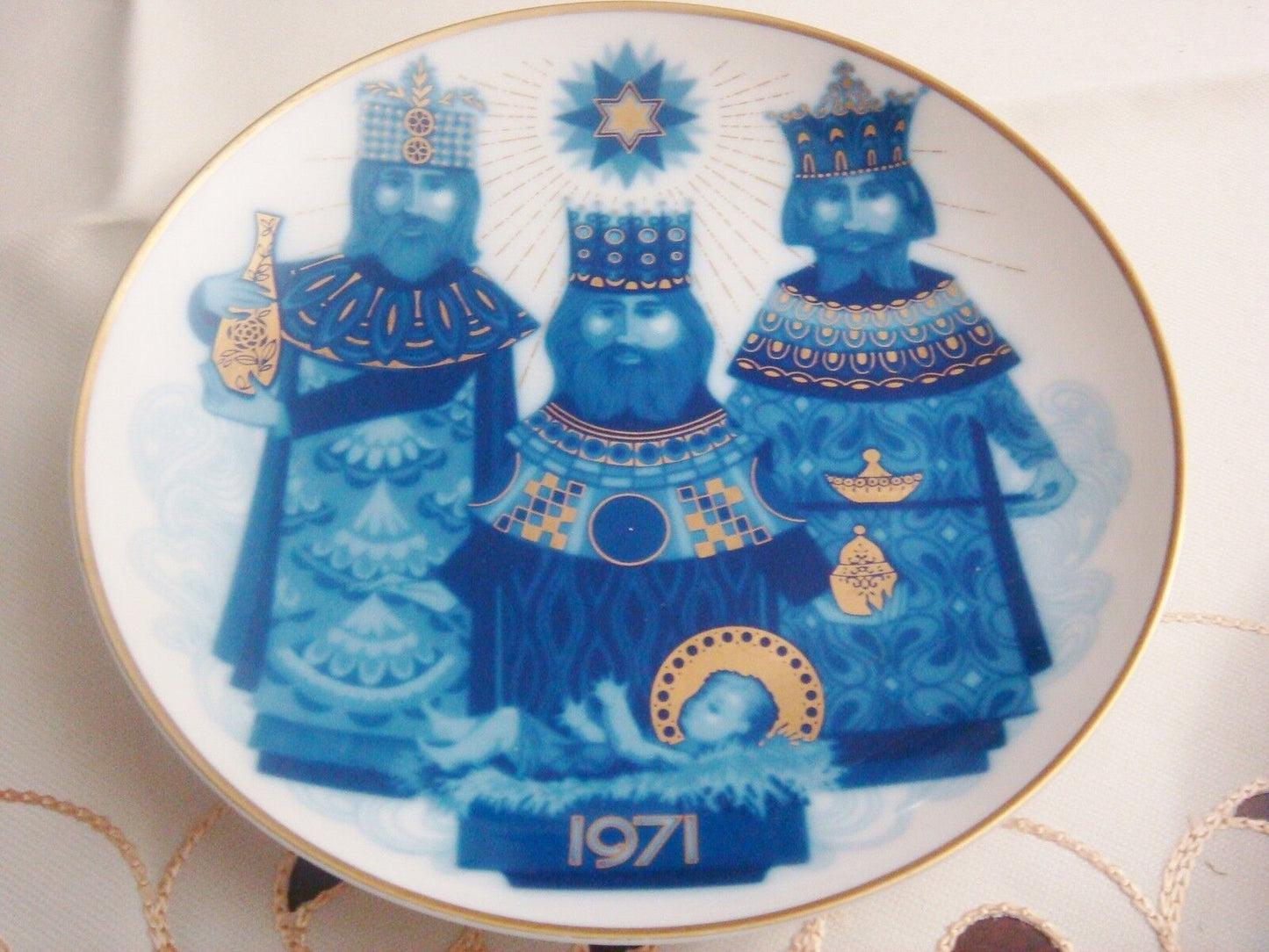 Santa Clara Porcelain COLLECTOR PLATE CHRISTMAS,  Spain 1971 Wise Men ^^