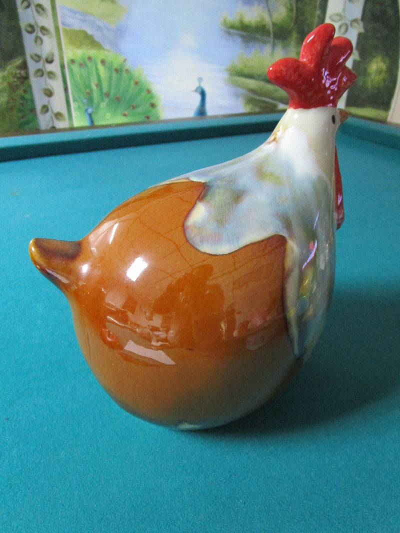 CERAMIC ROOSTER BROWN 10 X 9 FIGURINE
