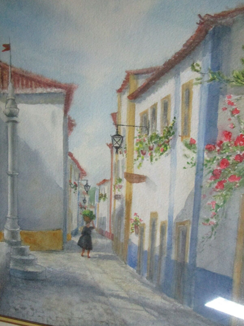 June L Webb 1920-2012 WATERCOLOR ORIGINAL TOWN STREET 12 X 15"