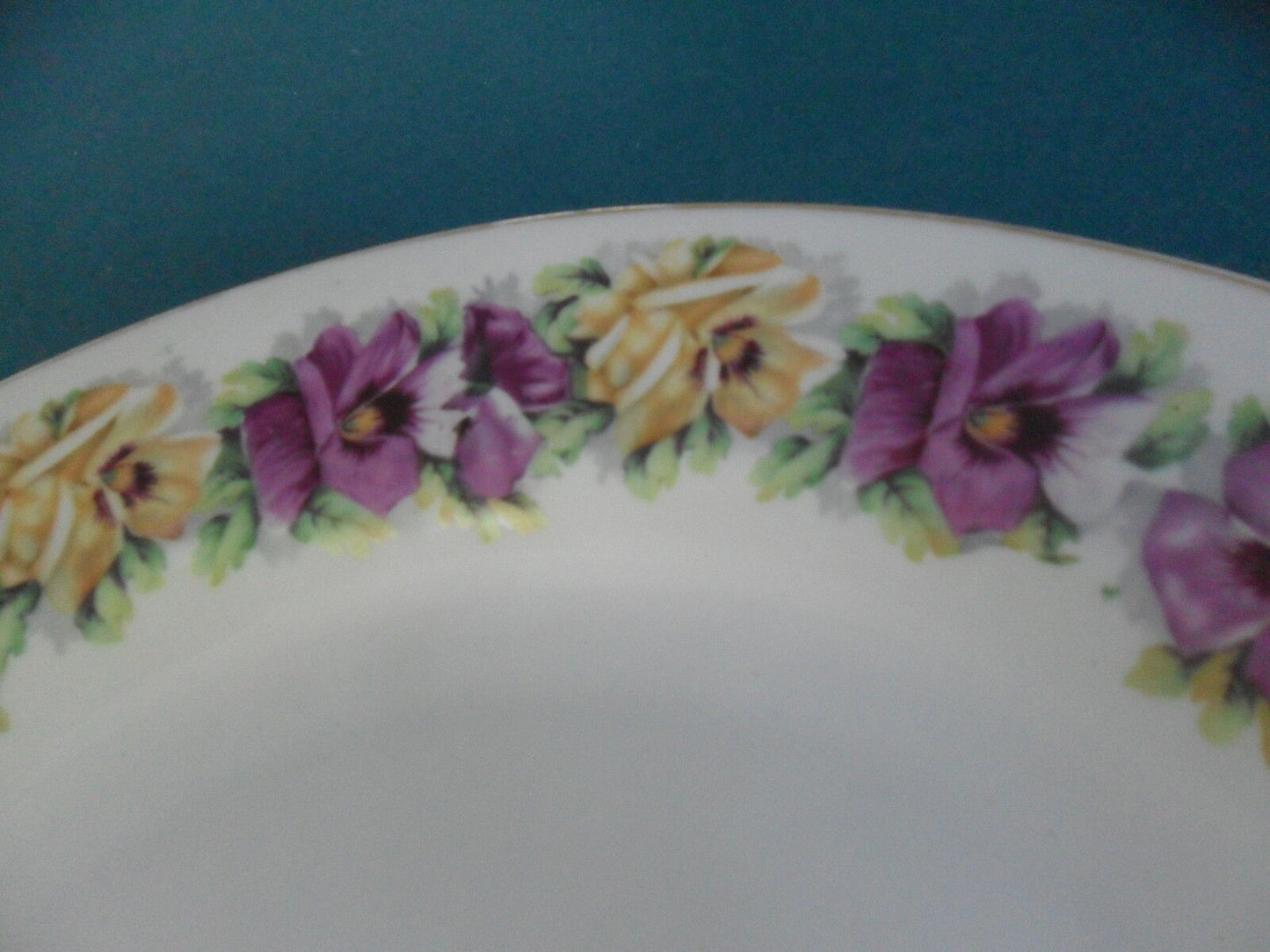 ZEH SCHERZER & CO MIGNON GERMANY platter violets and pansies, 13"