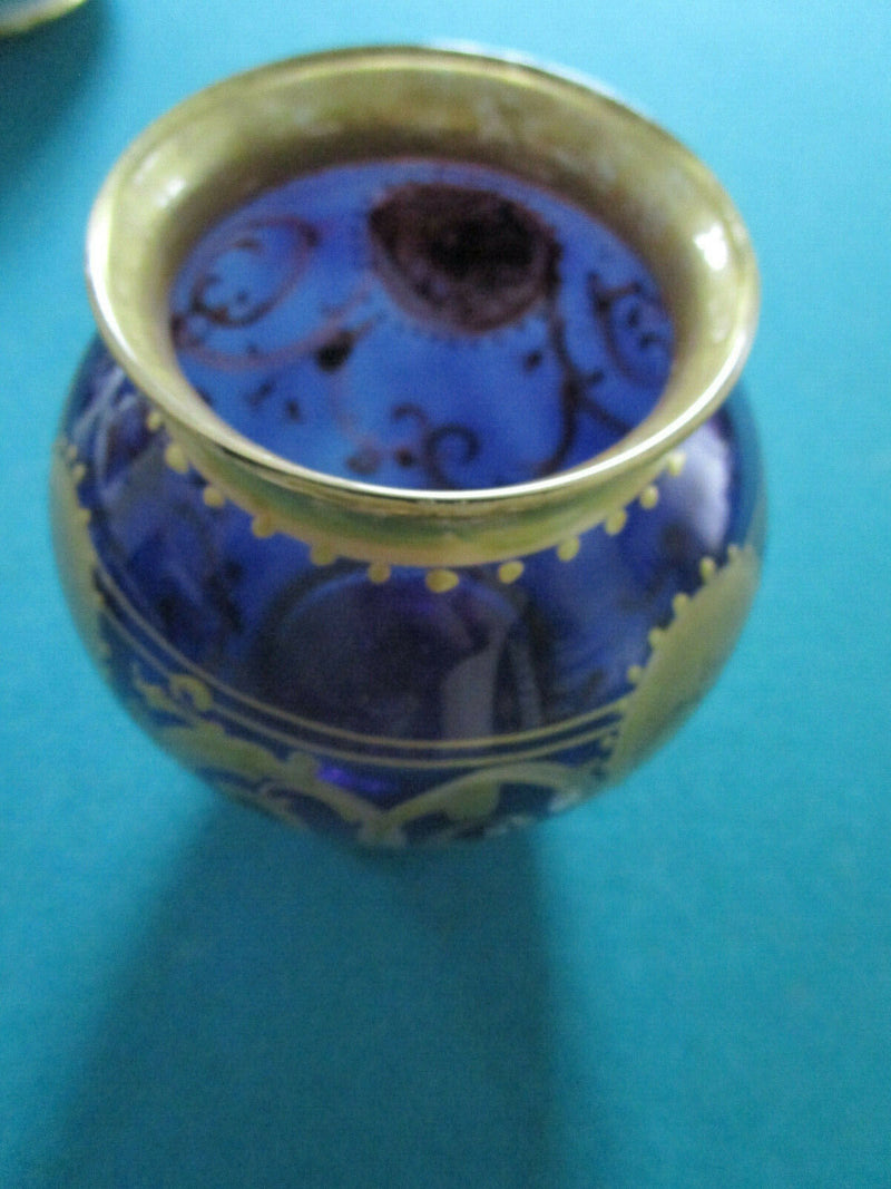 BOHEMIAN CRYSTAL VASE HAND PAINTED GOLD SIGNED CRUET PITCHER ORIGINAL PICK1