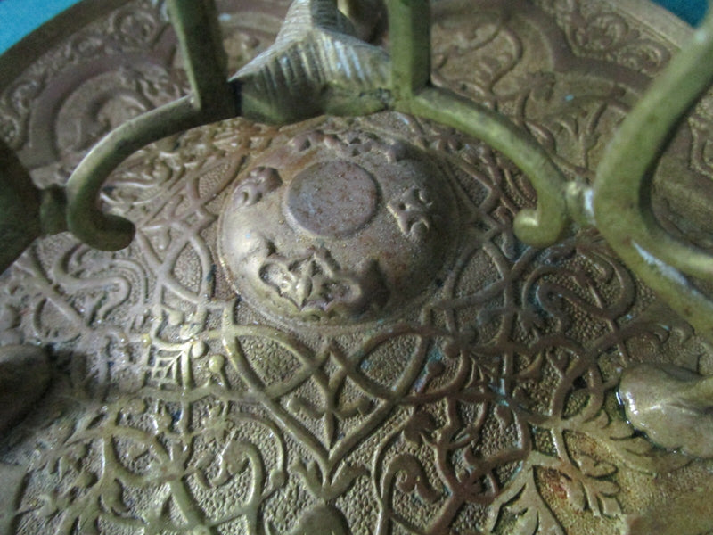 Asian Candleholder Brass Ornated Ormulu 9" Tall [METBSKT4]