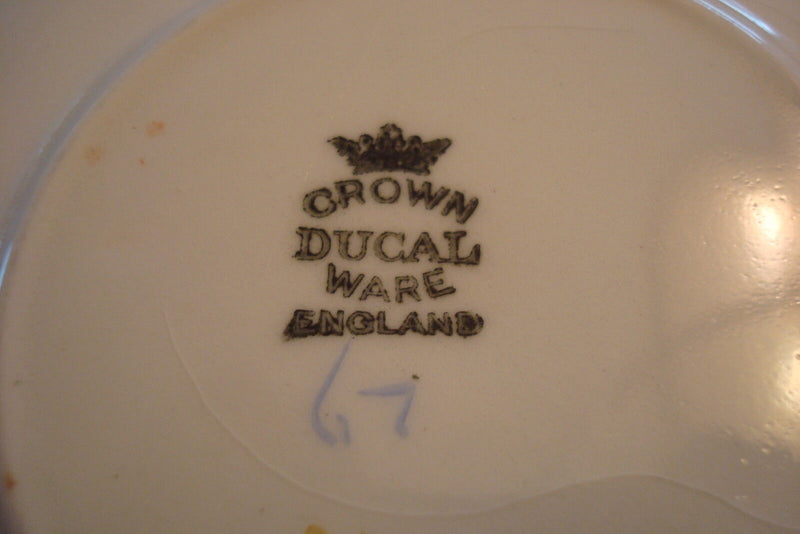 ANTIQUE CROWN DUCAL-England-1920's Staffordshire, 9 sq. desert/saucer plates[6]