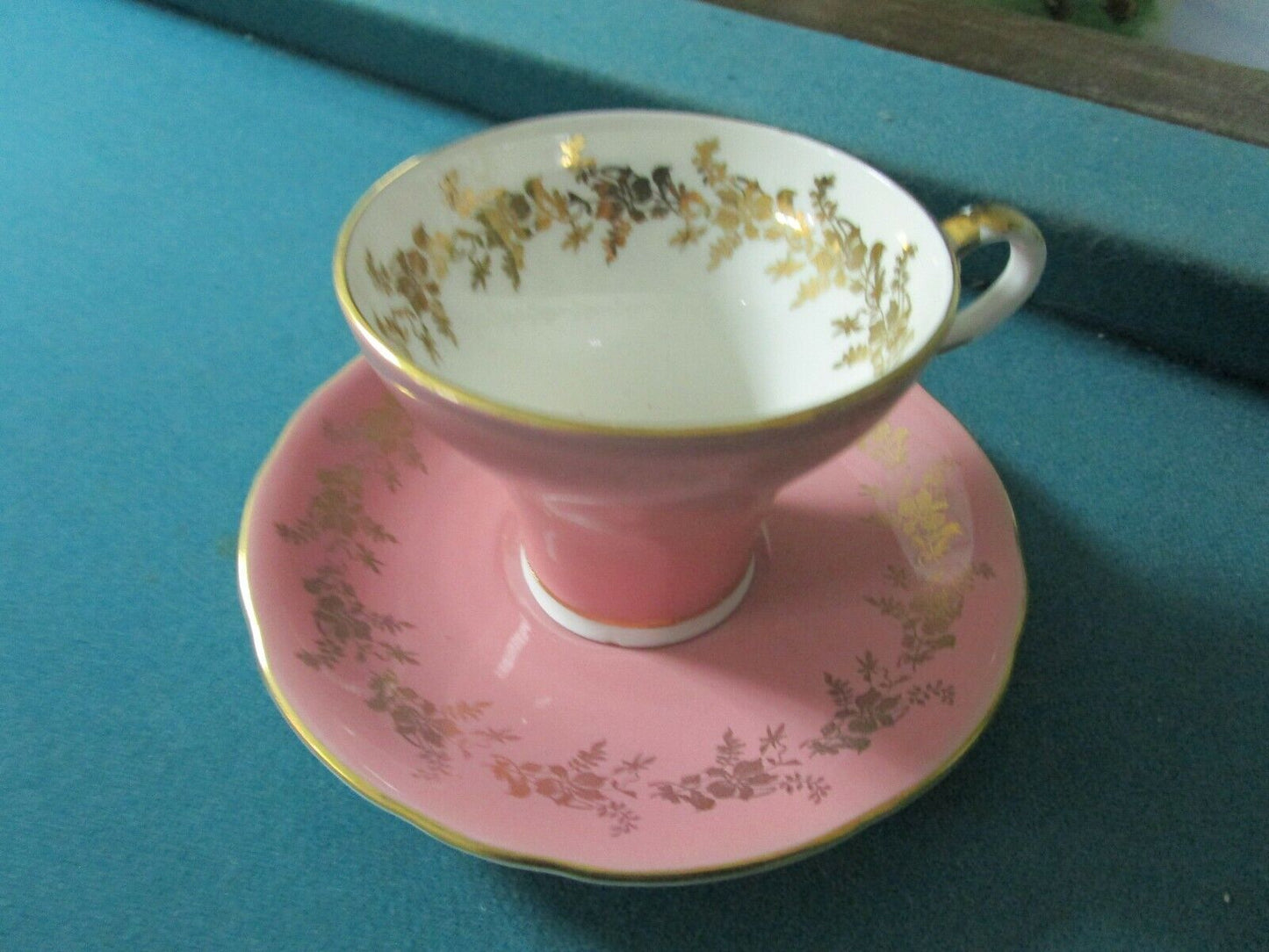 TUSCAN ENGLAND CORSET PINK AND GOLD TEA CUP SAUCER  [86]