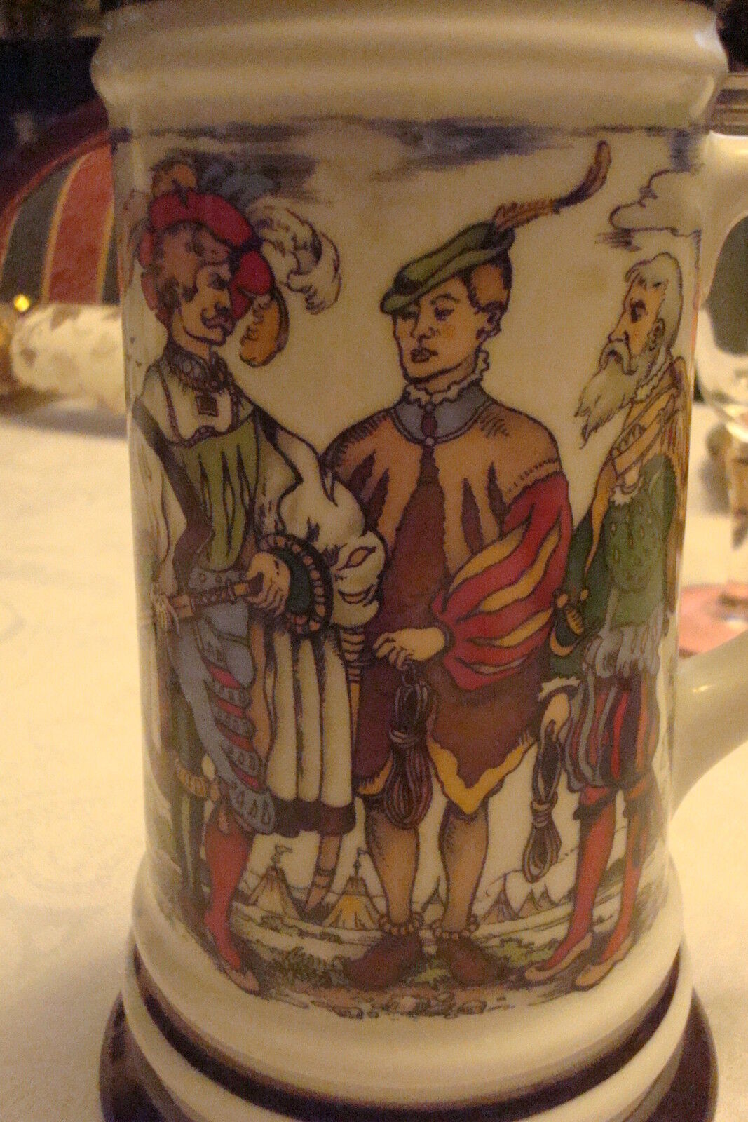 Vintage BMF BIERSEIDEL Ceramic transferware stein/mug, 7 1/2" tall