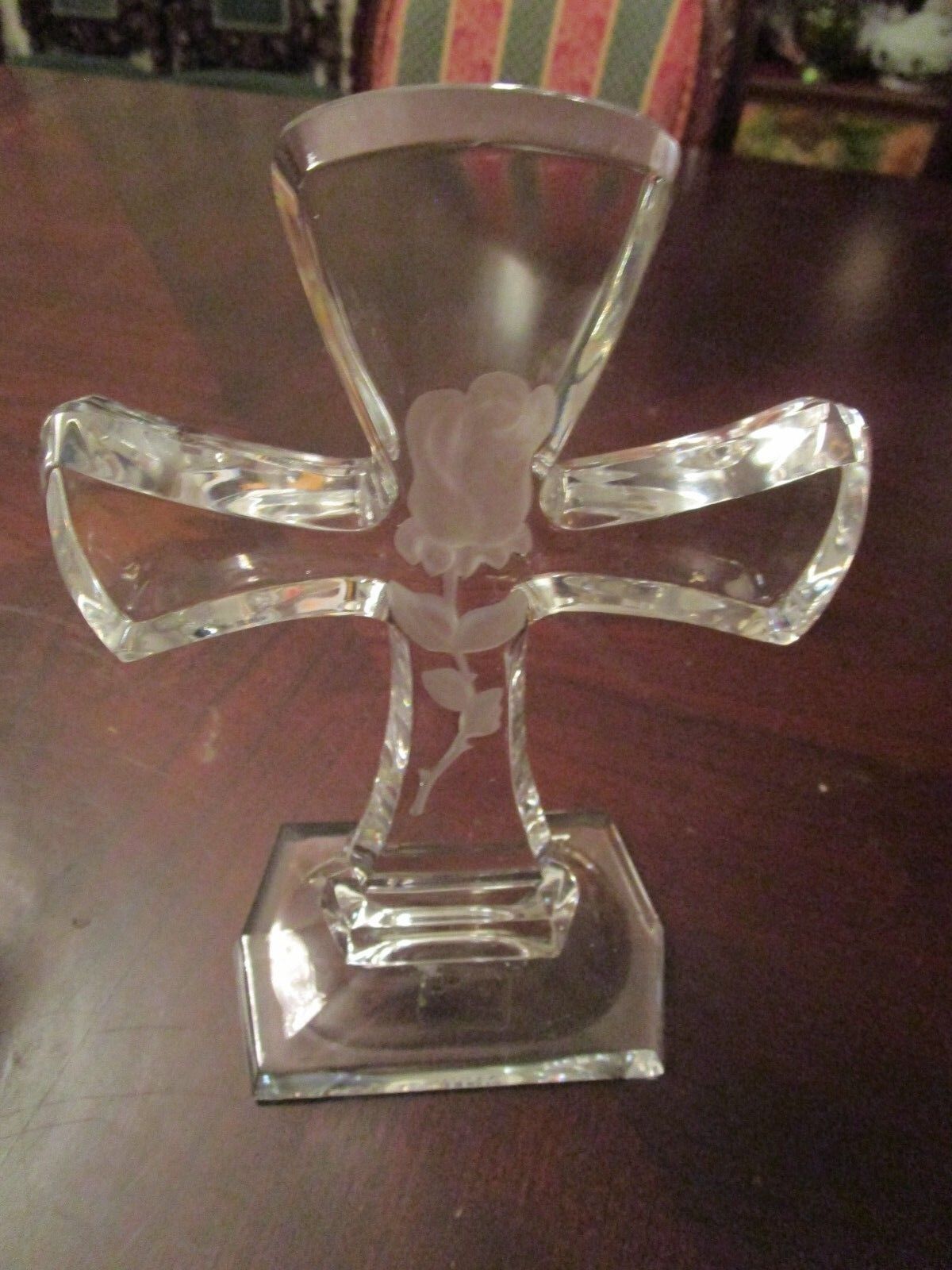 TOWLE MADE IN POLAND CRYSTAL TABLE CROSS 9" TALL [*D3]