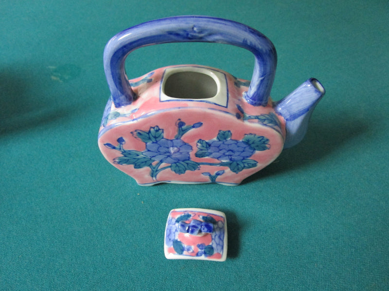 Ceramic Teapot, Ben Rickert Teapot, Small Flat Teapot PINK 6 X 6" ONE CUP [170D]