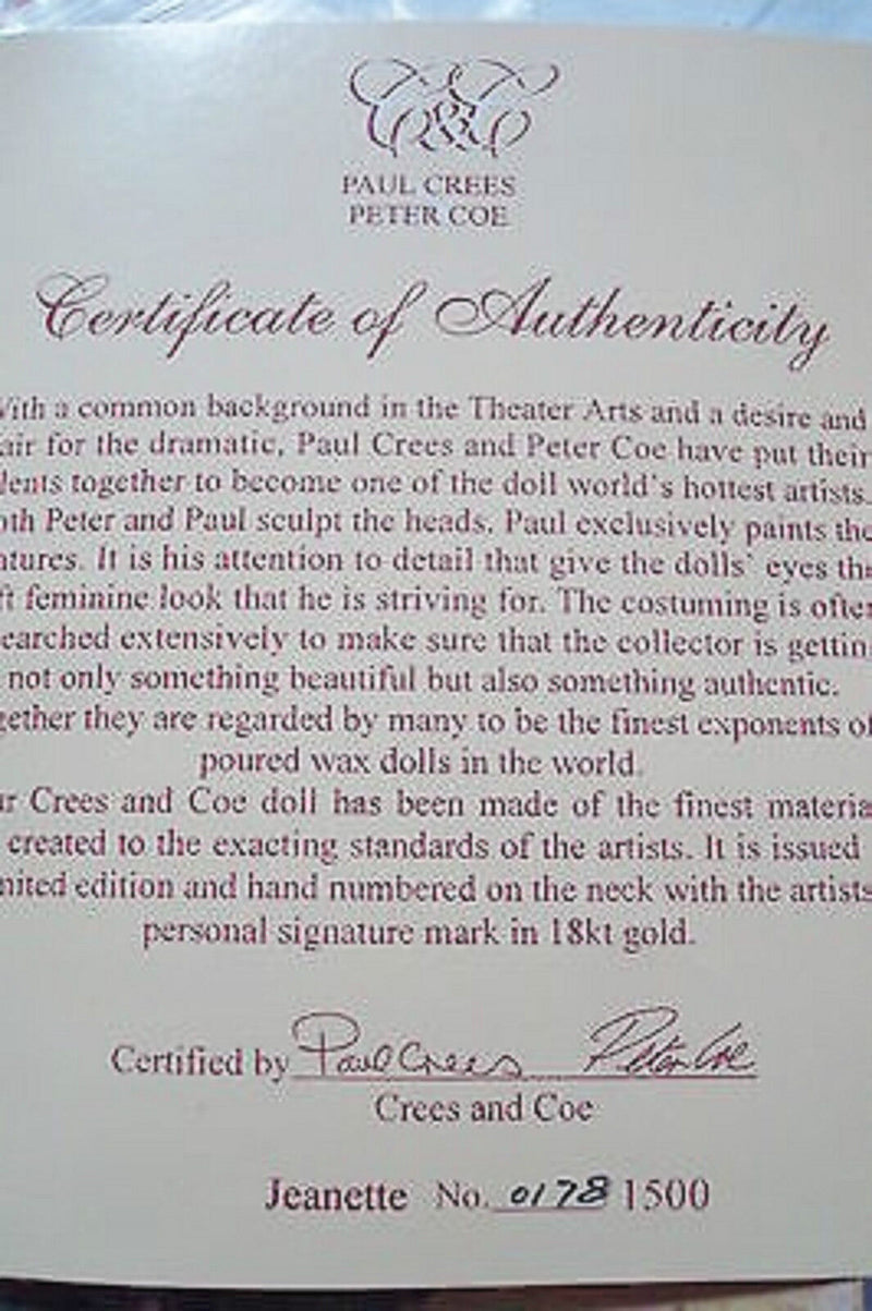 1980S Crees & Peter Coe doll, inspired in  August Renoir "Jeanette"[a*4]