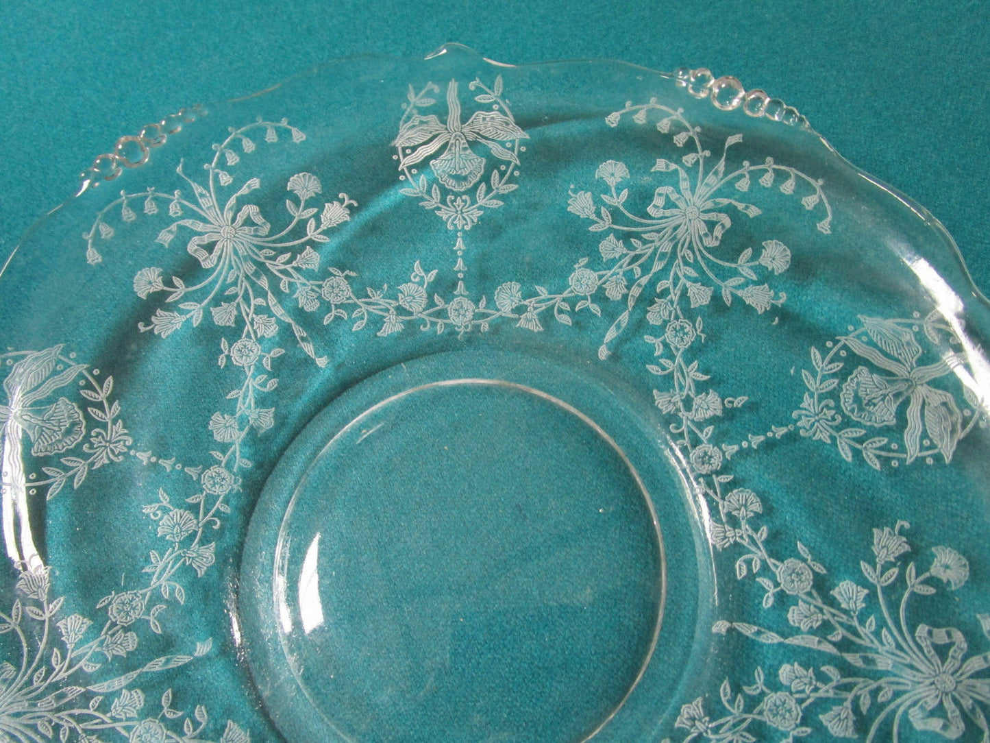 VINTAGE HEISEY GLASS SILVER OVERLAY FLORAL TRAY BOWL CANDLE HOLDER -PICK ONE