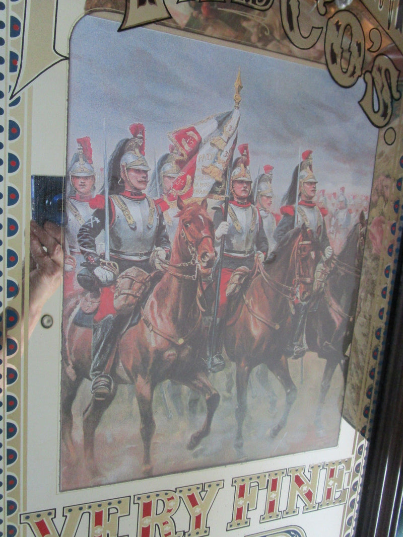 Old Cognac Brandy Martell Advertising On Mirror Granadiers 37 X 17
