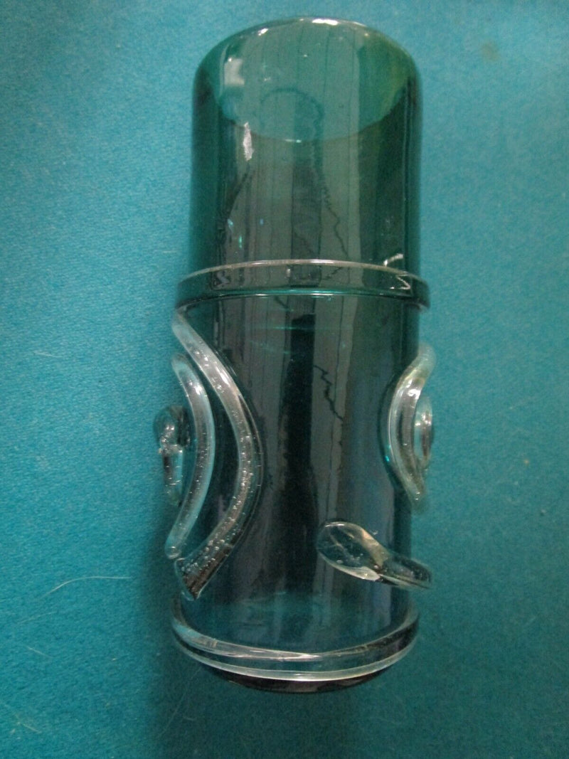 GLASS STUDIO VASE RIGADEE RIBBED GREEN CLEAR YELLOW ITALIAN  SIGNED  PICK 1