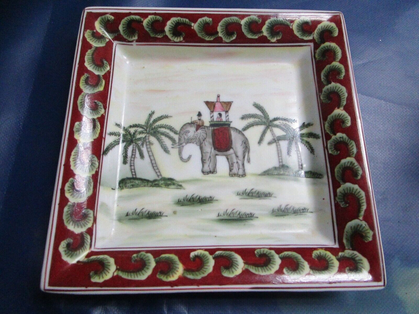 Indian Bombay candy dish ashtray ceramic 7 x 7"