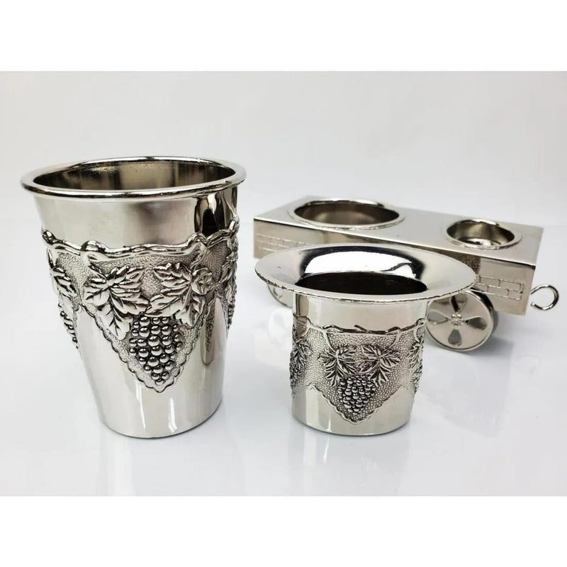 Elegant Silver Plated Havdalah Set - includes havdalah holder, besamim holder, a