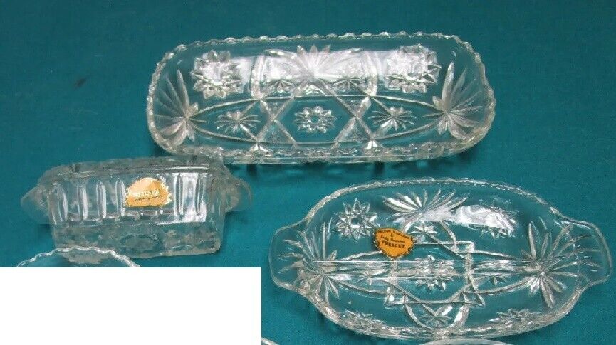 Anchor Hocking Early American PRESCUT LANCASTER 3 PCS SERVERS BOWLS TRAYS origin