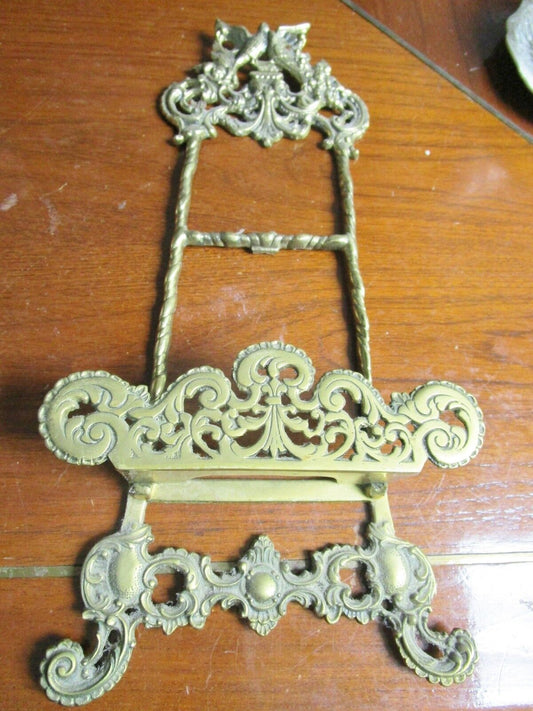 Wall brass stand, beautiful engravings with shelf for a plate or picture origina