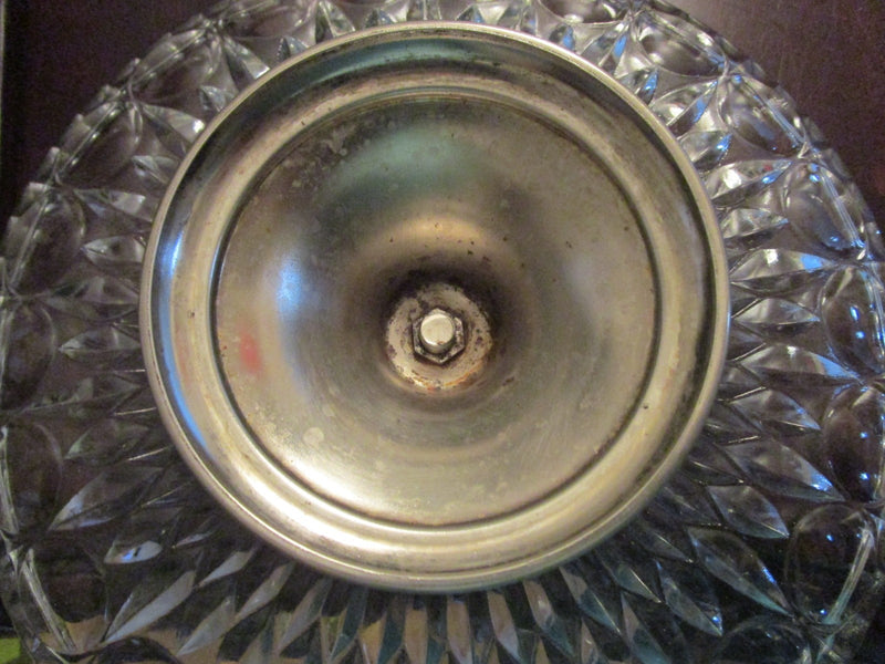 Vintage Mid Century Pressed Clear Glass Silverplate Foot 3 X 11" [*]