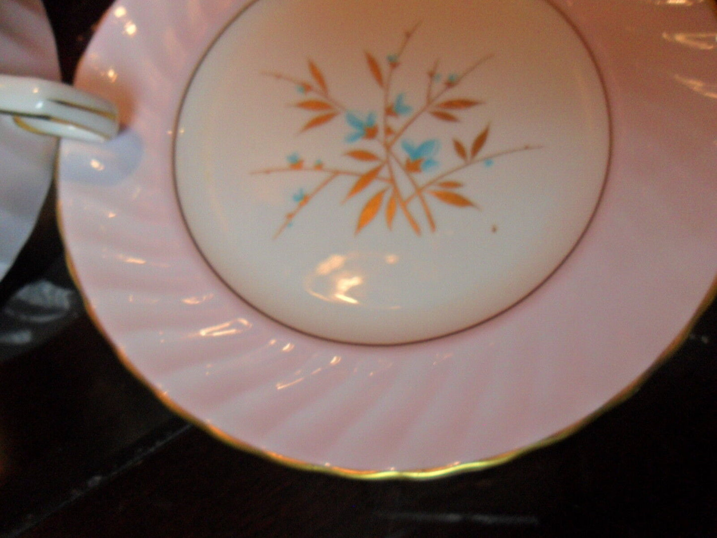 Adderley England bone china  5 pieces setting, pink, gold, flowers original