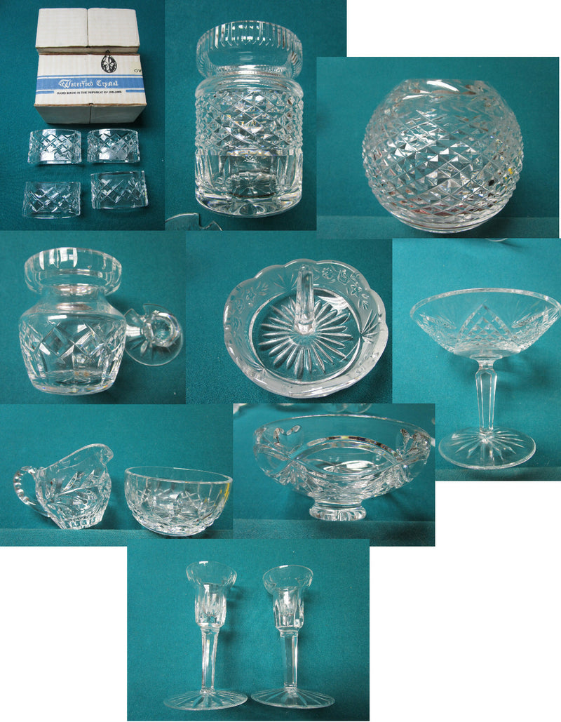 "Waterford" Crystal Vase Bowl Ring Holder Creamer Sugar Mustard Napkin  Pick1 ^^