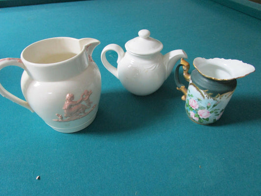 WEDGWOOD PITCHER QUEENSWARE PINK WHITE - ROSENTHAL CREAMER - DOULTON TEAPOTPICK1