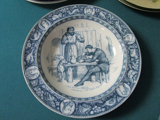 19th Century Ivanhoe Plate flow blue-Wedgwood Etruria England Black Night [185