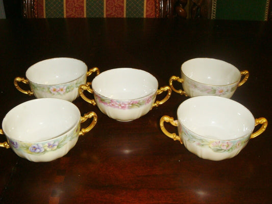 WILLIAM GUERIN & Co.- GUERIN-POUYAT-ELITE 5 cream/soup cups, double handle [*73]