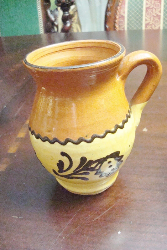 Vintage  Hungarian creamer SAROSPATAK Folk Art Pottery 4" ORIGINAL [62]